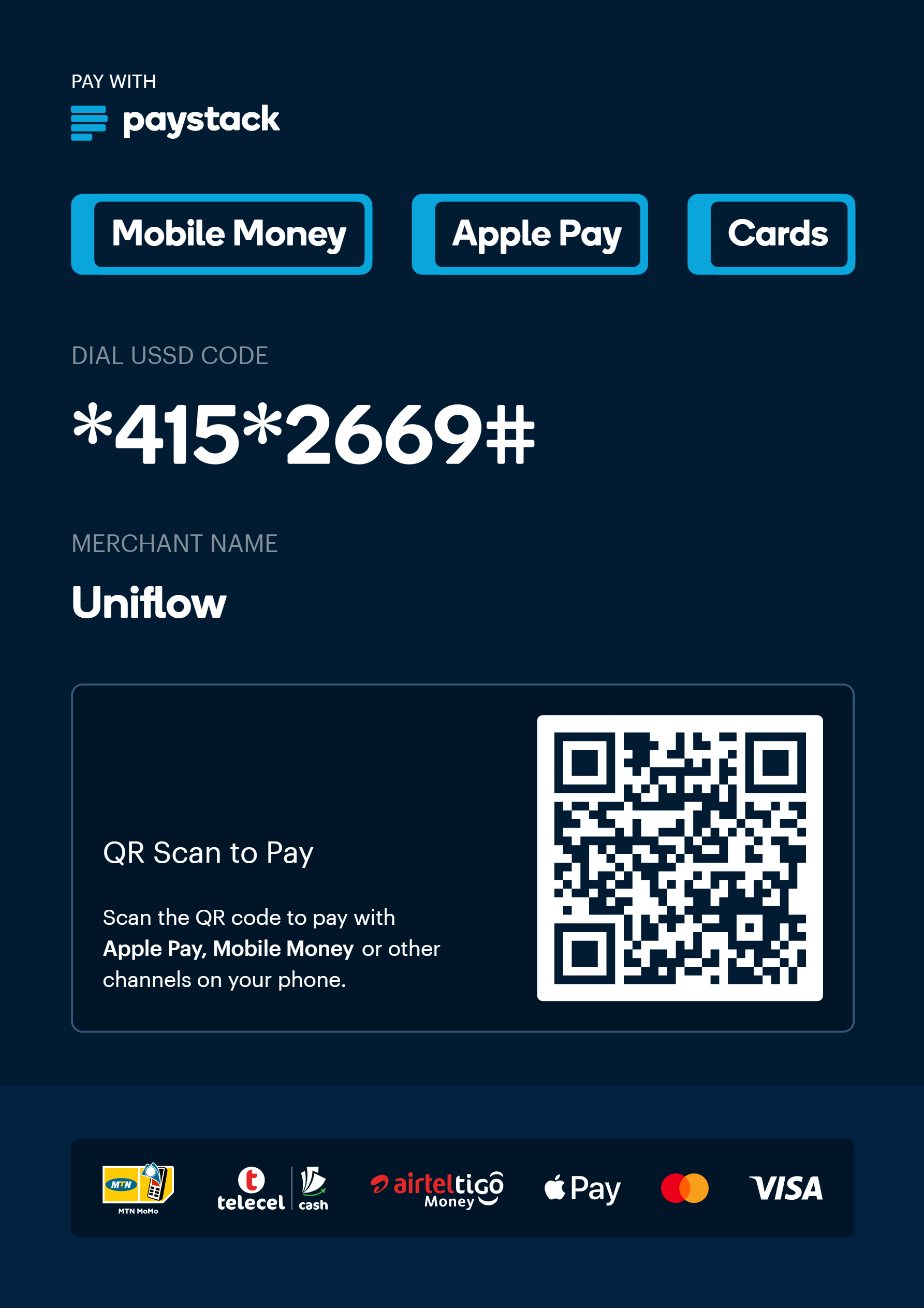 USSD Short Code Flyer Dark mode